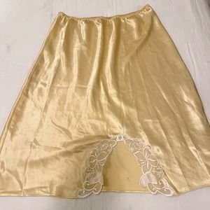 yellow silk midi skirt